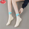 浪莎袜子女士纯棉中筒四季厚款舒适透气卡通可爱ins潮运动休闲袜2双