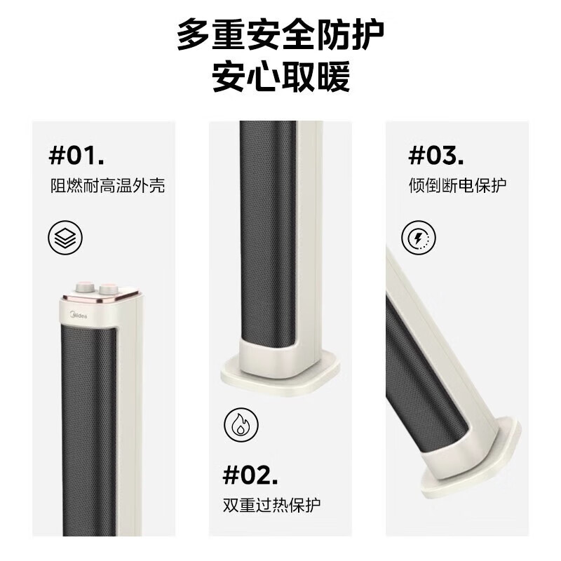 美的(Midea) NFU-P 取暖器 暖风机无光摇头 PTC陶瓷发热 体倾倒断电可拆洗滤网轻音低噪高清大图