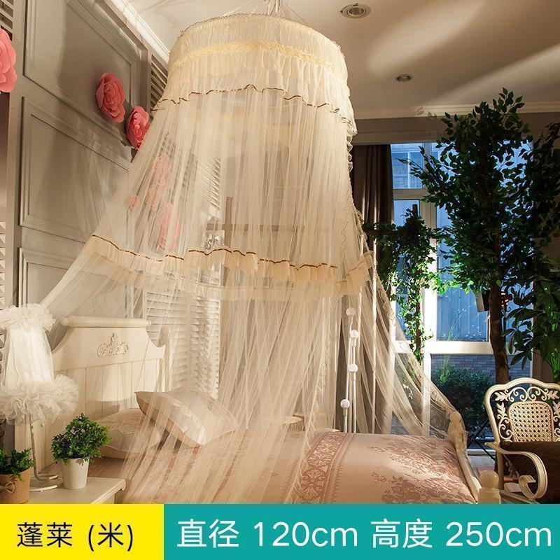 家柏饰(CORATED)吊顶式蚊帐1.8m床双人家用加密加厚公主风欧式圆顶纹账床幔1.5米 蓬莱（米） 1.35m（4.5英尺）床