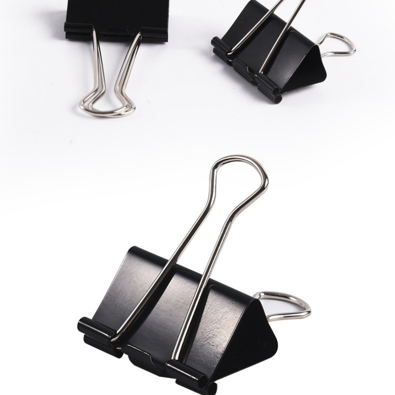 正彩 2634 金属长尾夹/票据夹/燕尾夹/彩夹/黑色铁夹子 办公用品 黑色25mm 48只/筒 单筒价格高清大图