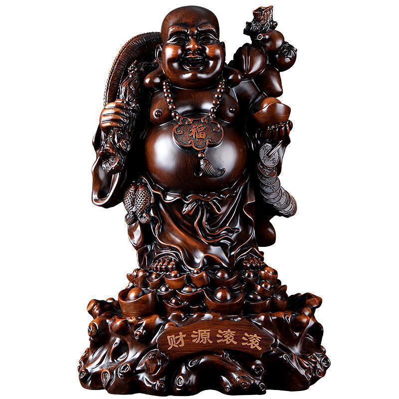 黑檀木财源滚滚弥勒佛大肚笑佛家居摆件店铺公司开业礼品_254_914