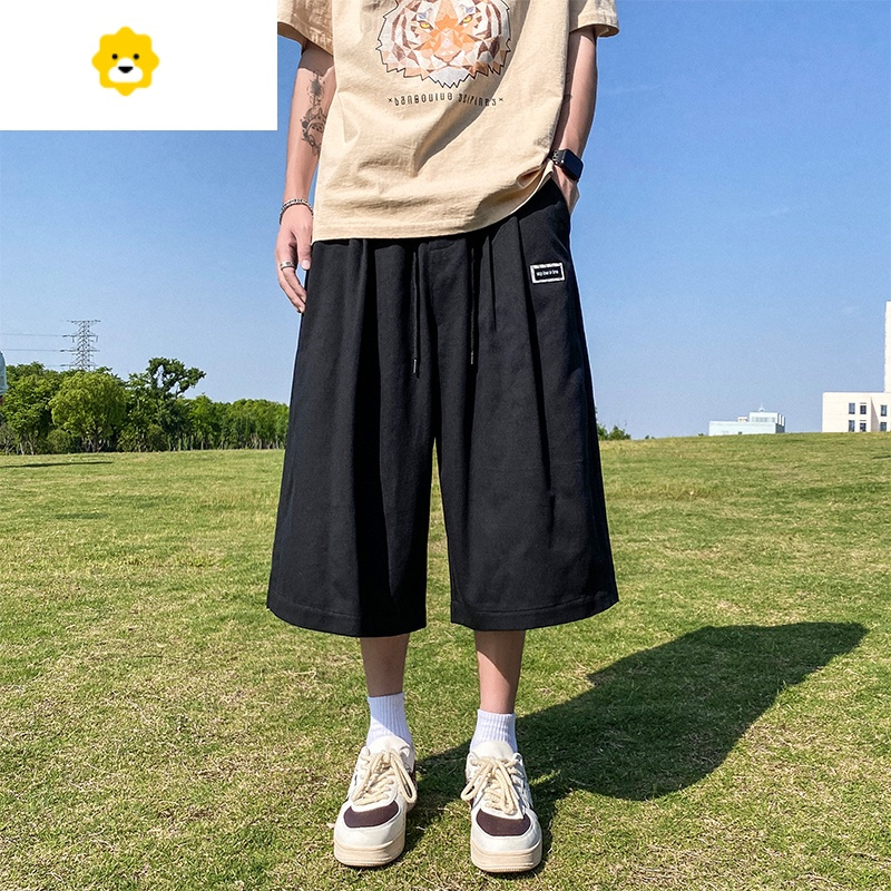 basket工装七分裤男款季宽松痞帅日系cityboy大码潮牌青少年阔腿短裤