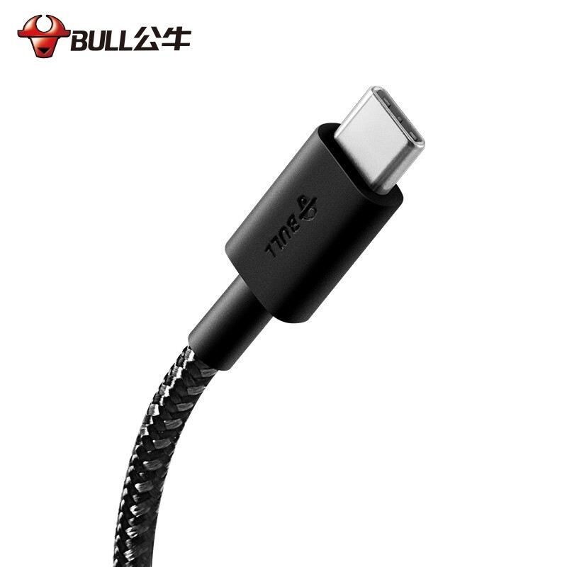 公牛(BULL)GNV-J610B全长1米黑色尼龙编织Type-C接口数据线支持快充3A手机充电数据线