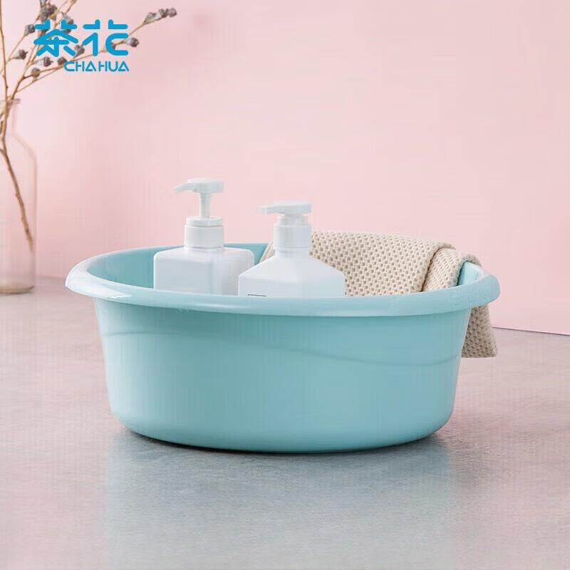 茶花(CHAHUA)塑料盆 大号洗脸盆 学生宿舍洗衣服洗脚宝宝足浴盆42cm高清大图