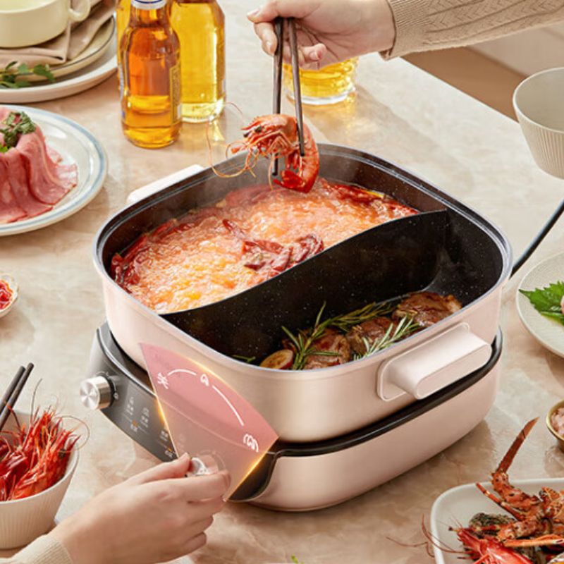 美的(Midea)电火锅 6.5L 分区控制分体鸳鸯锅 HGS303015