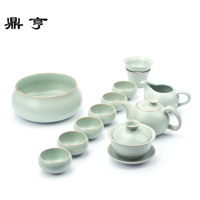 鼎亨汝窑功夫茶具套装 汝瓷紫砂冰裂茶杯开片陶瓷礼品整套送礼