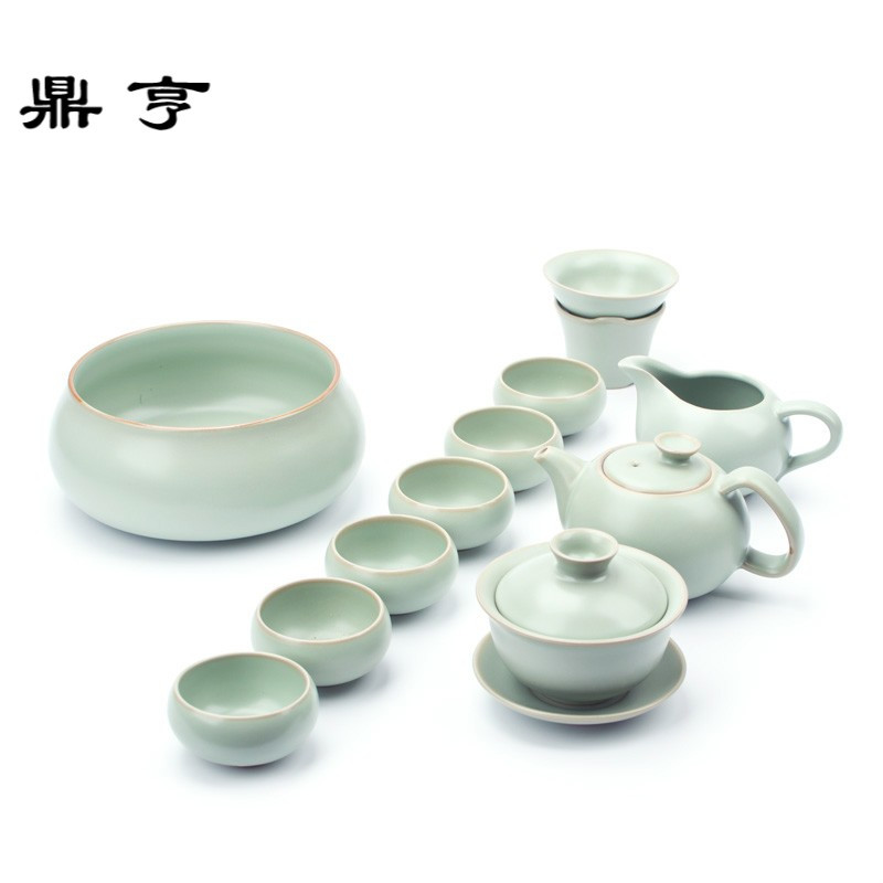 鼎亨汝窑功夫茶具套装 汝瓷紫砂冰裂茶杯开片陶瓷礼品整套送礼