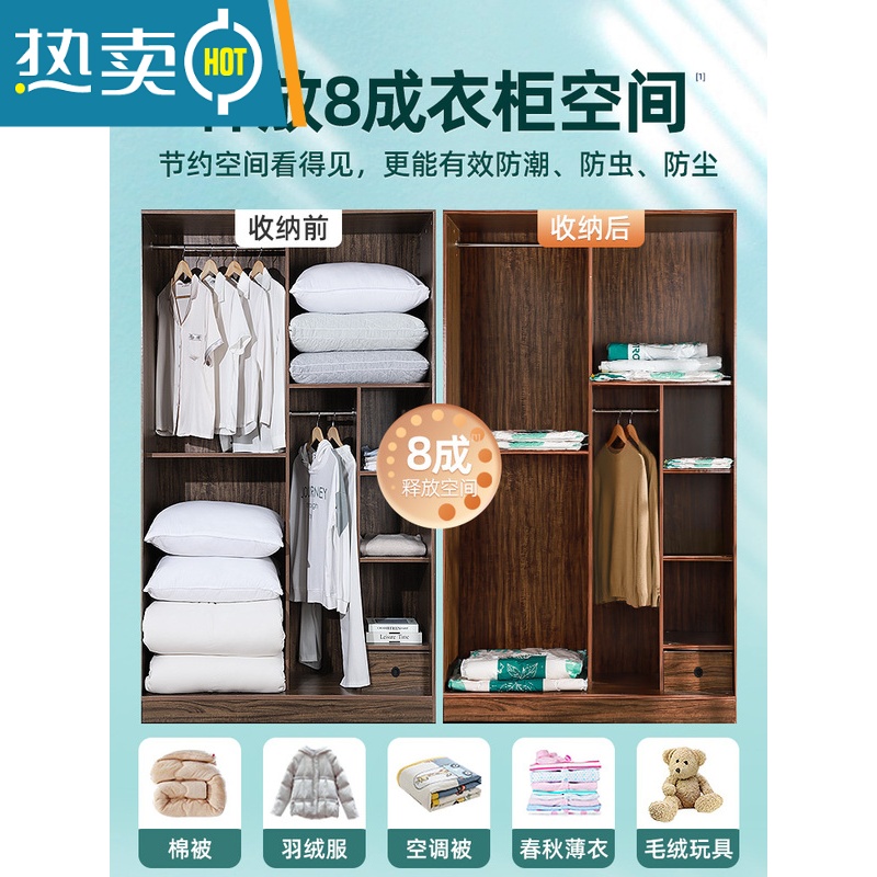 敬平[苏宁推荐]真空压缩收纳袋家用抽气棉被子衣服衣物袋子整理1099 3个+送电泵 小号(70*50cm)压缩袋高清大图