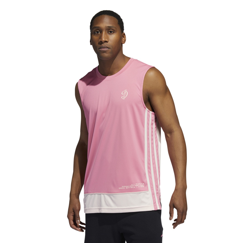 adidas 休闲透气无袖篮球运动背心 男款 玫红色 H50844