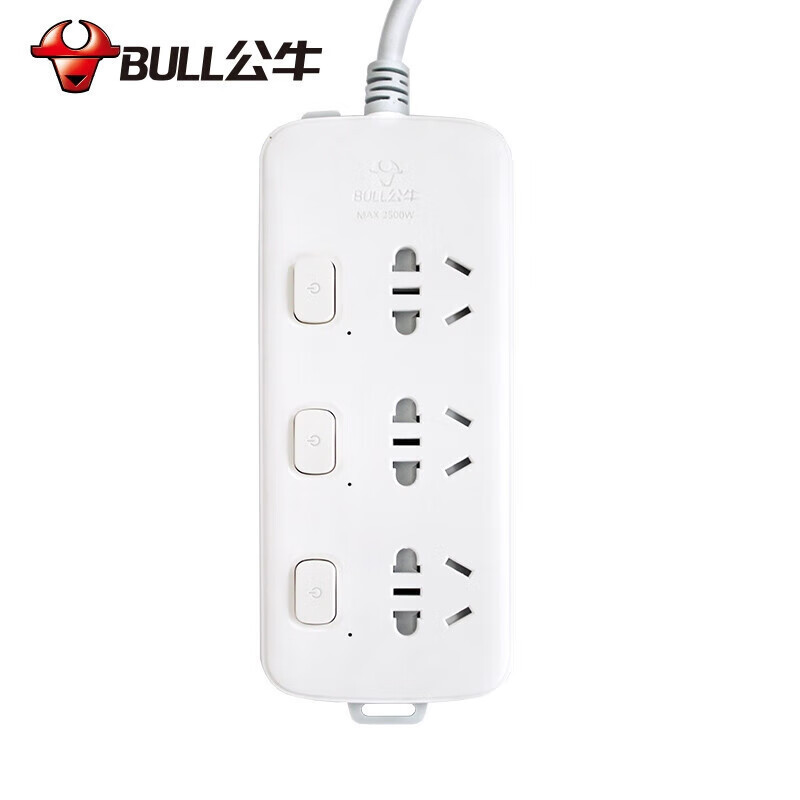 公牛(BULL) 新国标插座 插排 3位分控全长1.8米 商超专供GN-S1033