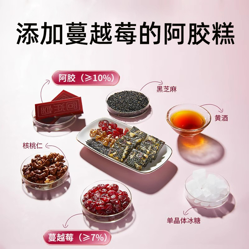 固本堂阿胶糕礼盒蔓越莓口味200g*2送礼长辈补品气血阿娇胶糕固元膏正品官方旗舰店高清大图