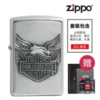 zippo 之宝 芝宝 打火机 美国原装防风燃油打火机 20230 哈雷标志鹰 男士 礼品袋套装