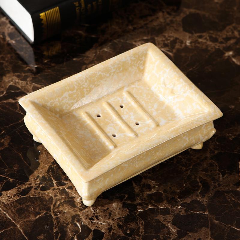 欧式大理纹陶瓷洗衣皂沥水肥皂盒卫生间实用酒店手工特色皂盒浴室