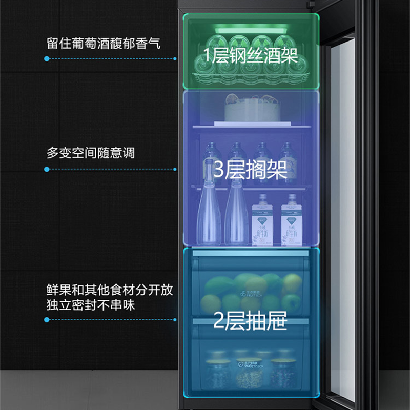 海尔(Haier)200升家用客厅办公室冰吧 茶叶饮料水果冷藏保鲜柜 200升高清大图