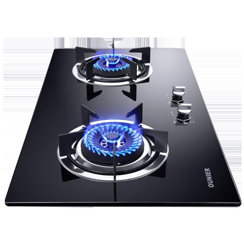 欧尼尔(OUNIER)B7燃气灶嵌入式煤气灶双灶灶台嵌两用钢化玻璃家用大火力聚能节能猛火台式灶台灶炉具灶具灶台液化气