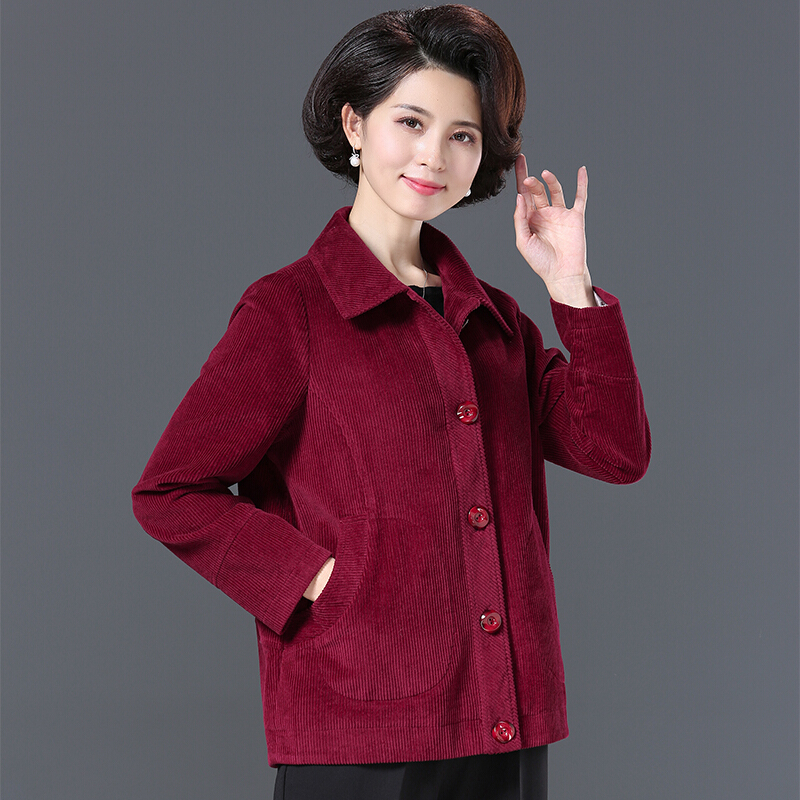 迪鲁奥(diluao)妈妈穿的妈妈装外套50-60岁中年人上衣冬秋季新款中