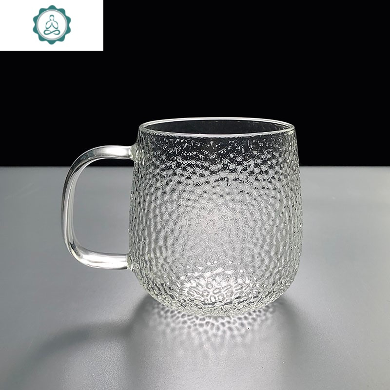 锤纹玻璃杯花茶杯耐热玻璃水杯家用带过