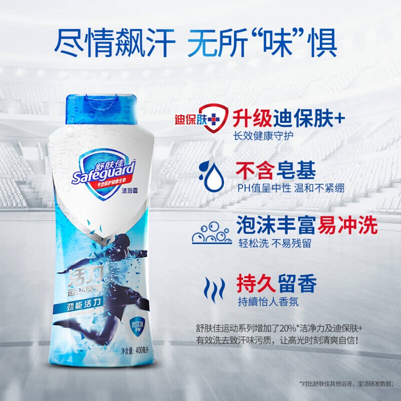 舒肤佳男士沐浴露 劲能活力720ml 运动沐浴露 持久香型 抑汗味 无皂基