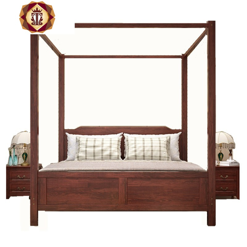 三维工匠新中式民宿客栈床四柱床架子床柱子床明清仿古拔步床实木床