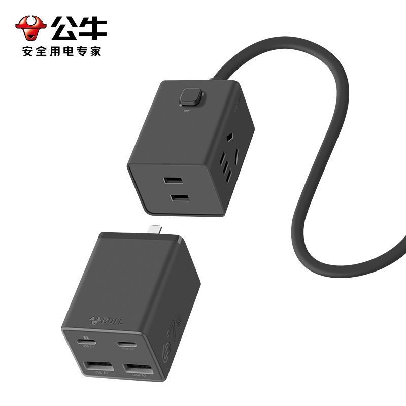 公牛(bull)GNV-MC1670S+MC1003S卵石灰67w小电舱分体离式快充头桌面办公接线板usb多功能排插插排