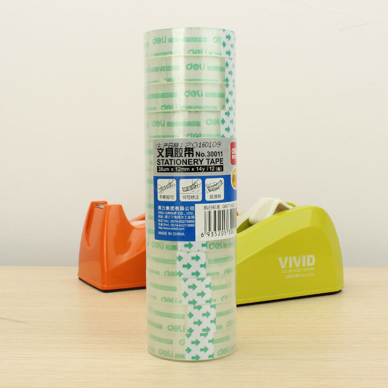 得力(deli) 小胶带30011透明胶带 小号胶布窄水晶胶带12mm宽 12个/卷