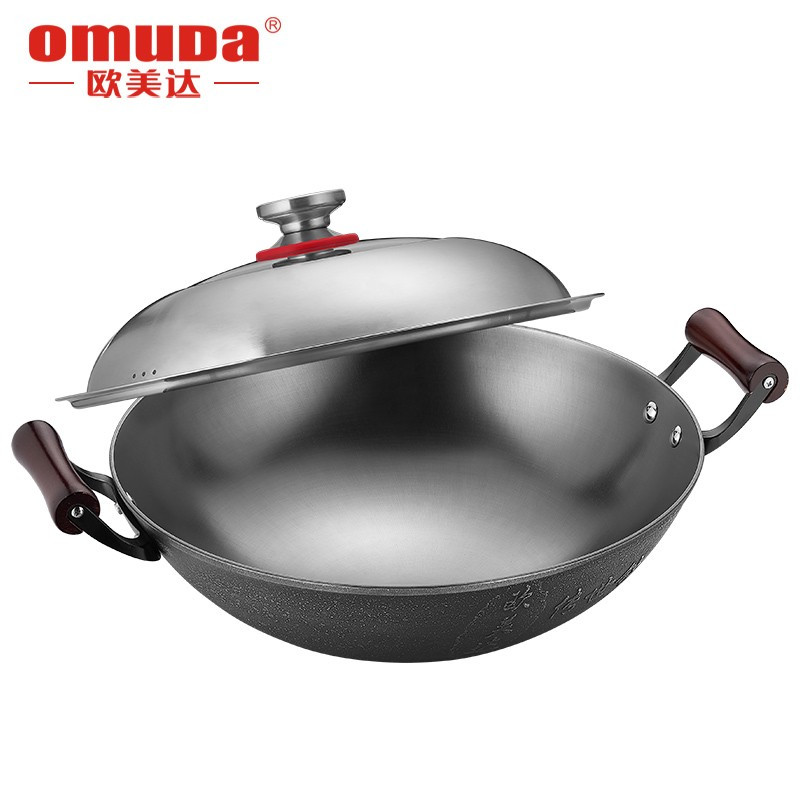 欧美达(Omuda) 无涂层生铁铸铁锅 老式双耳家用不粘大小炒锅燃气灶适用 LTC32 32cm高清大图