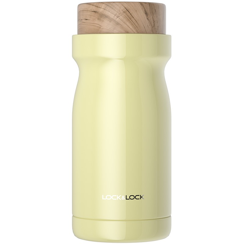 乐扣乐扣(LOCK&LOCK) 牛奶保温杯女保温杯男木纹盖316不锈钢带茶网水杯子 300ml 黄色 LHC4221