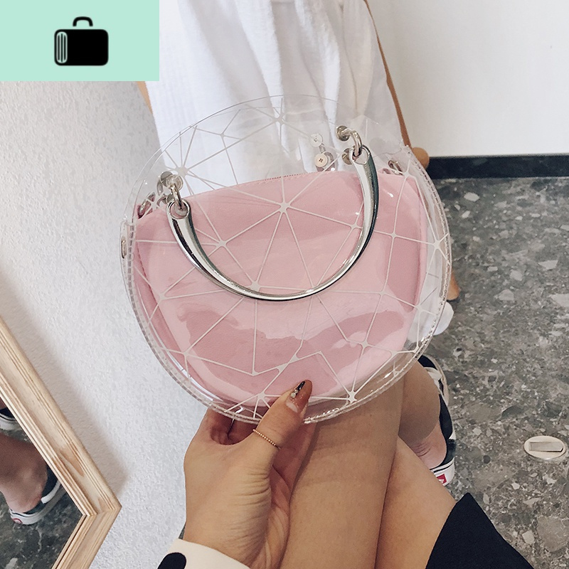夏天夏季透明小包包女2020新款潮网红时尚百搭学生链条斜挎果冻包new