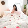 纯棉活性13372四件套全棉简约田园被套床单1.8m床品三件套_1_46 1.5m（5英尺）床 草莓派