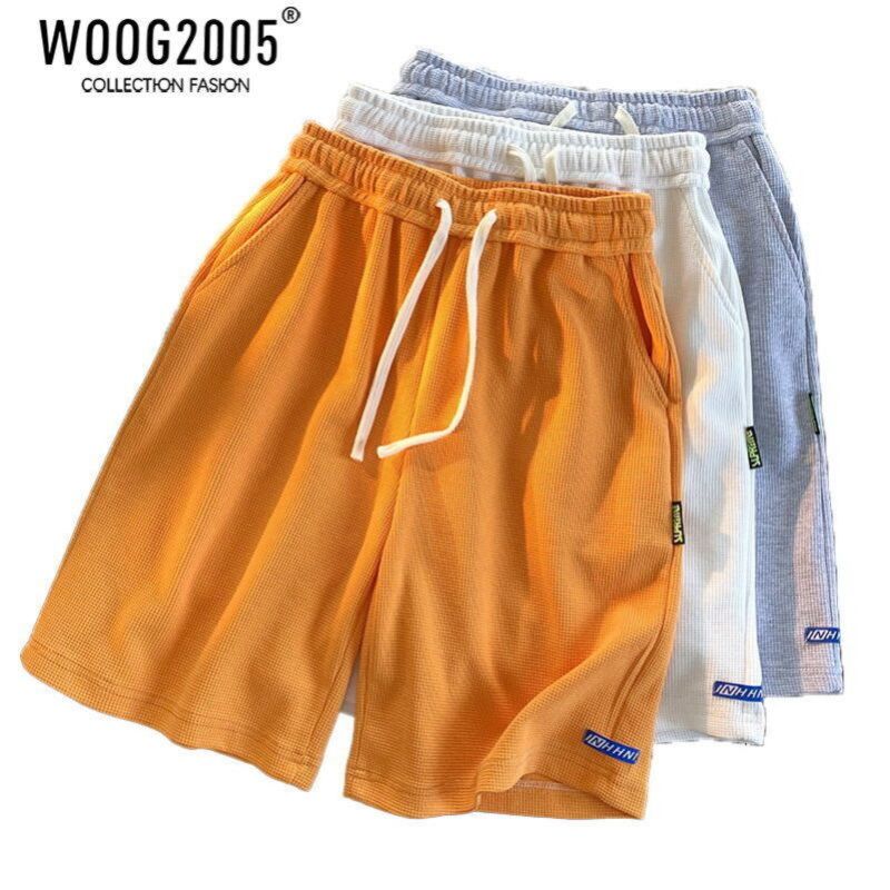 WOOG2005华夫格短裤男设计感小众oversize美式篮球运动五分裤夏