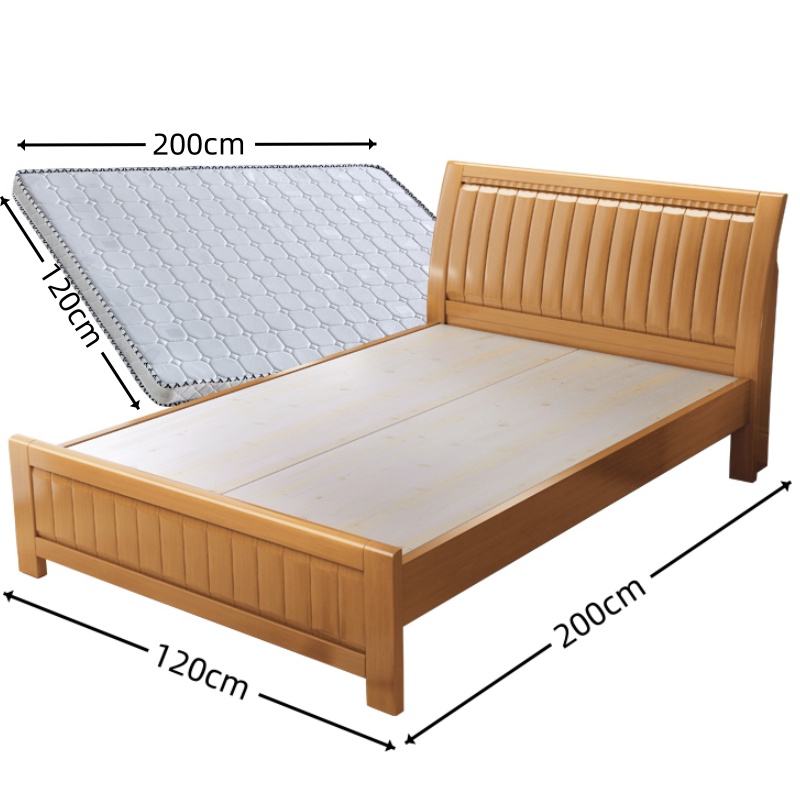 鑫木樽实木床1.2m+床垫套高清大图