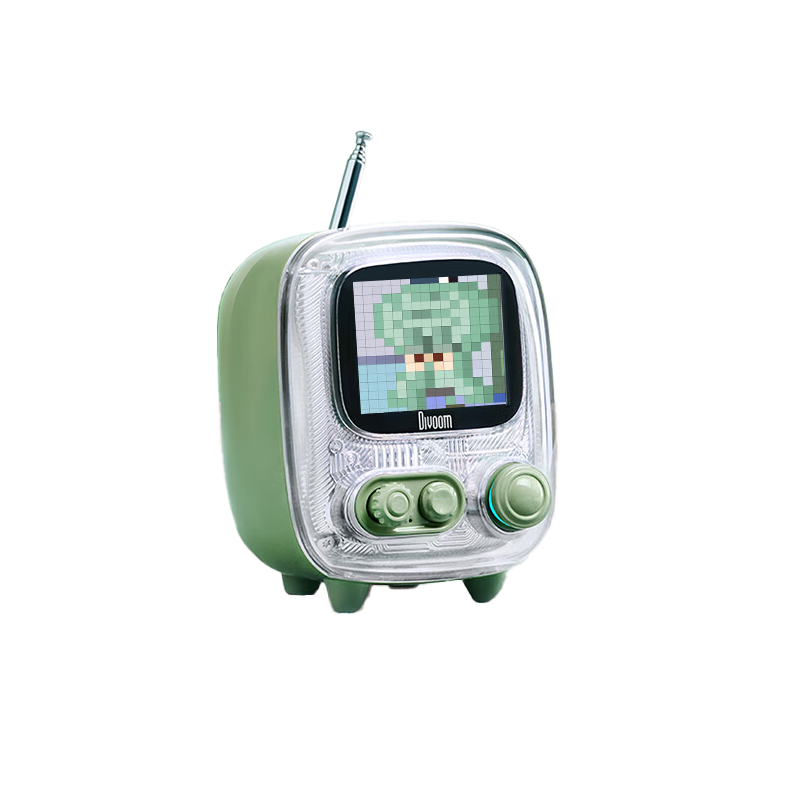 Divoom点音复古桌面时钟摆件相册歌词音箱悬浮字幕蓝牙音响日历DIY动画相框书房卧室助眠白噪音小电视2代墨泽绿高清大图