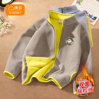 儿童冬季摇粒绒外套男女孩保暖上衣洋气加厚休闲装潮 100 (标准版)摇粒绒外套蚕宝宝-卡其色