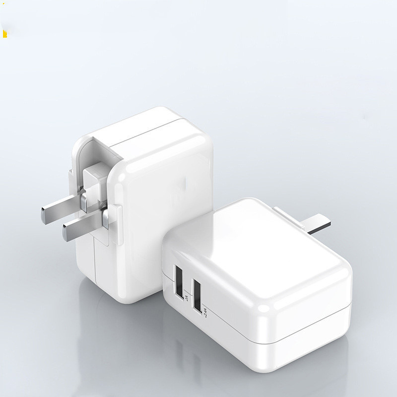 竹江009手机充电器双口快充头适用苹果平板安卓通用双usb折叠充电头