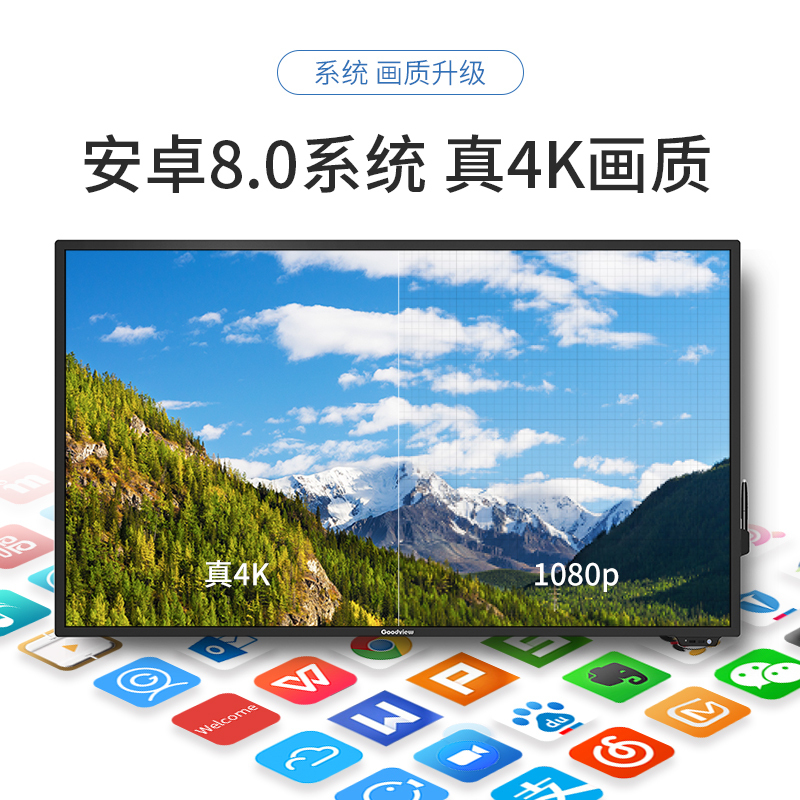 Goodview/仙视 GM75S4 75英寸交互式液晶会议平板电子白板触摸一体机触摸教学智能黑板无线投屏显示器 商务增强版 双系统支架套装