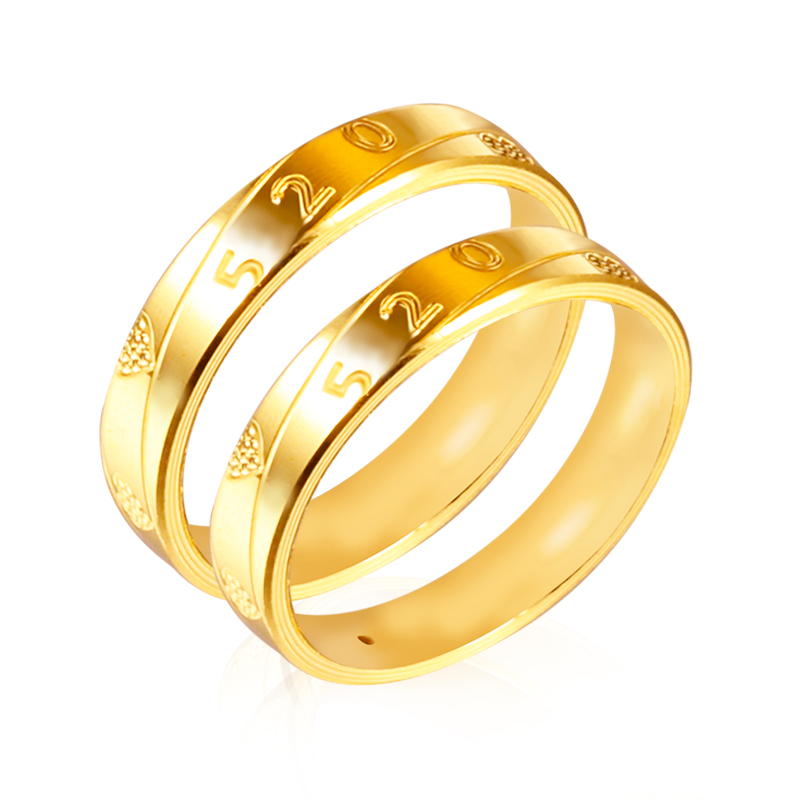 黄金码头3d硬金520情侣对戒1314情人节足金999手饰生日表白纪念 男18