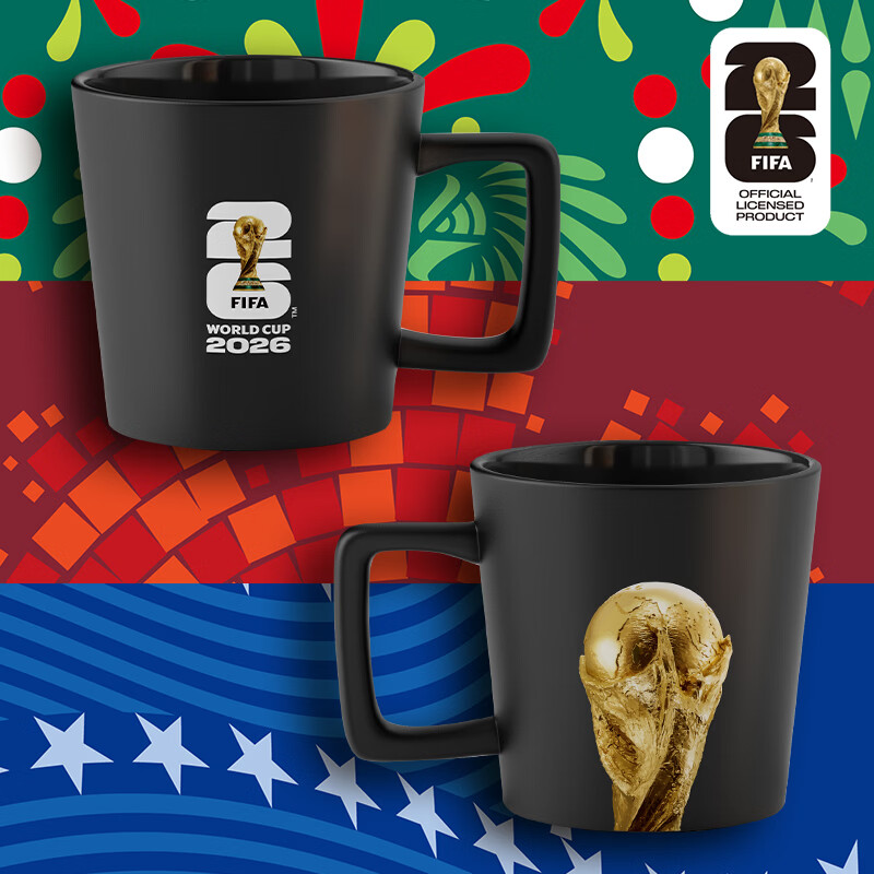 FIFA国际足联美加墨2026世界杯纪念品大力神杯马克杯390ml黑色正品带防伪码高清大图