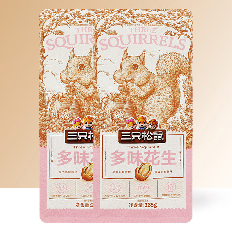 三只松鼠多味花生大头装休闲零食解馋小吃多味花生265g*2袋高清大图