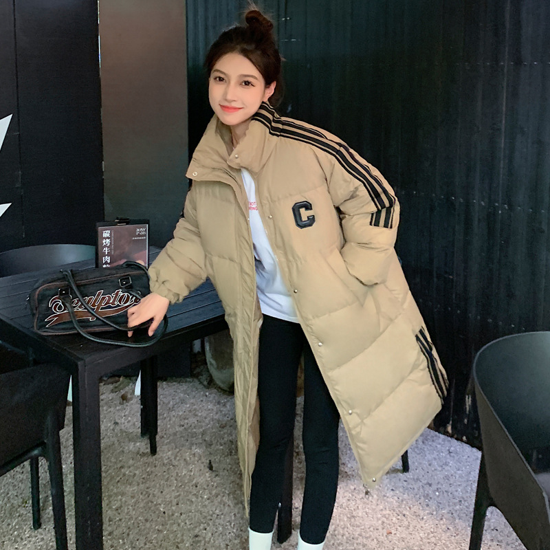 羽绒棉衣棉服女2023年冬季新款韩版宽松中长款过膝面包服棉袄外套 卡其 M