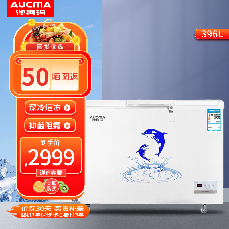 澳柯玛(AUCMA)396升家用商用冰柜大容量低温卧式冷冻冷柜 冷藏冷冻转换BC/BD-396ND