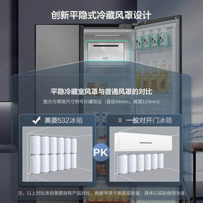 美菱 BCD-532WPCJC 对开门冰箱 532L 二级能效 变频风冷无霜 净味电冰箱高清大图
