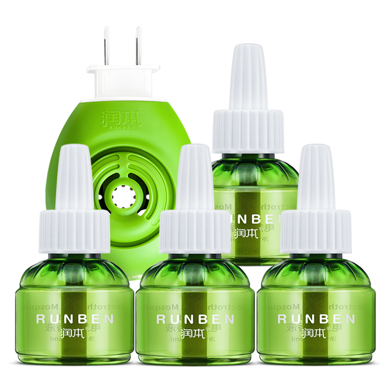 润本驱蚊 蚊香液 45ml×4瓶+1器 电蚊香 驱蚊器 无香型