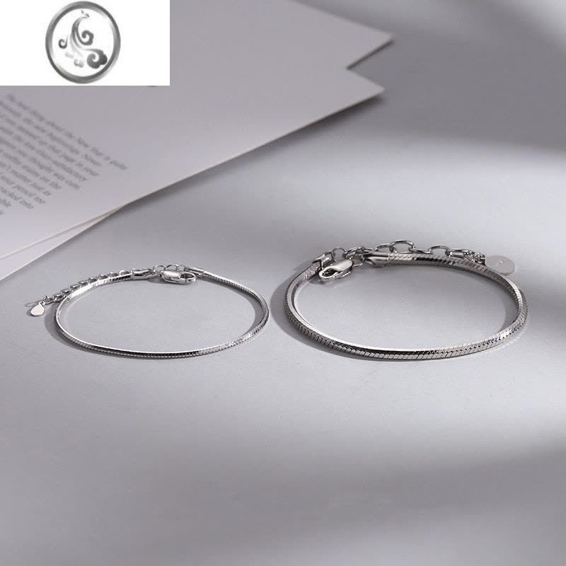 JiMi简约银银链情侣款蛇骨链纤细手链女百搭闺蜜不掉色男士手饰手环潮图片