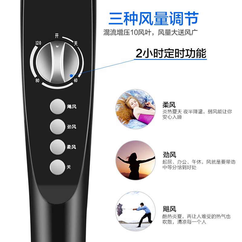 先锋电风扇/落地扇 家用办公10风叶大风量用摇头立式风扇定时省电落地扇台式电扇风扇落地 DD1707高清大图