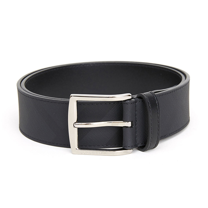 [20春夏新品] BURBERRY/博柏利 男士环保帆布格纹腰带 黑色100
