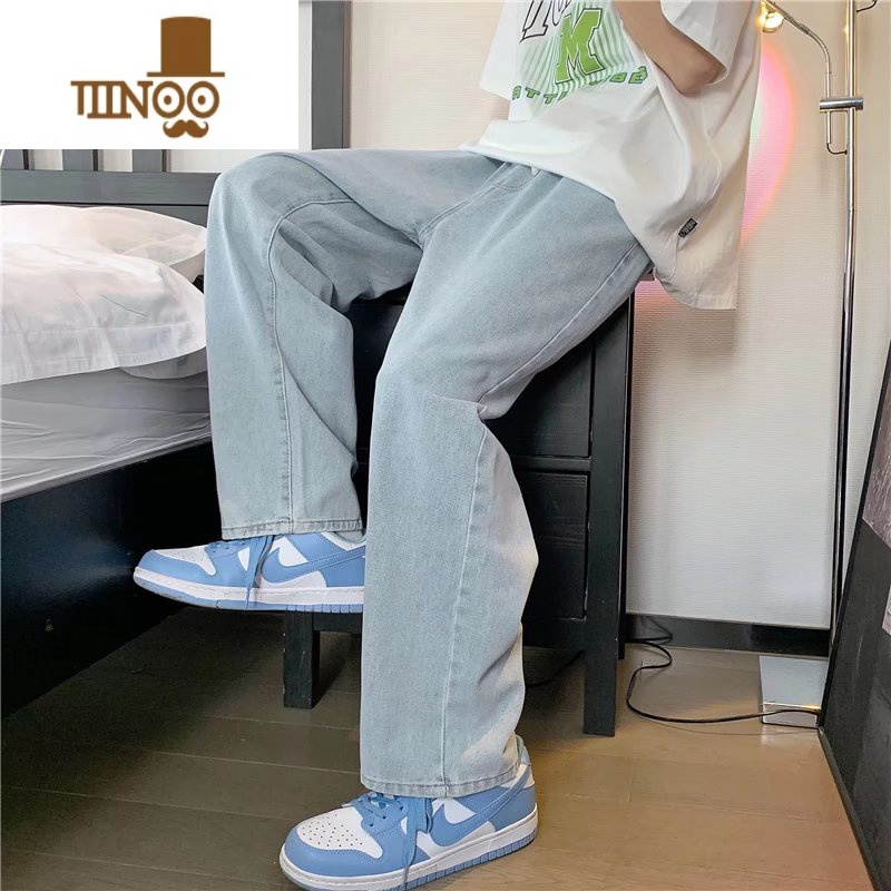 YANXU牛仔裤子男宽松直筒休闲裤夏季薄款高街潮牌ins港风阔腿季港街街高清大图