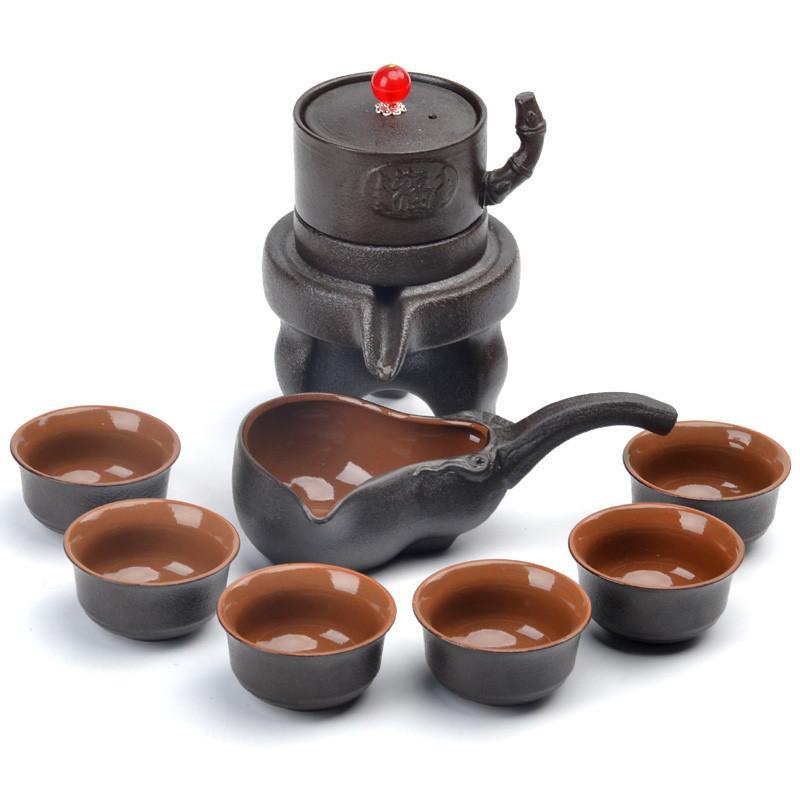 紫砂懒人泡茶器石磨茶具套装半全自动整套陶瓷家用时来运转简约生活日