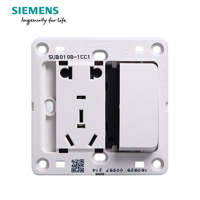 西门子(SIEMENS)开关插座 远景雅白系列一开10A五孔电源插座5UB01081CC1图片