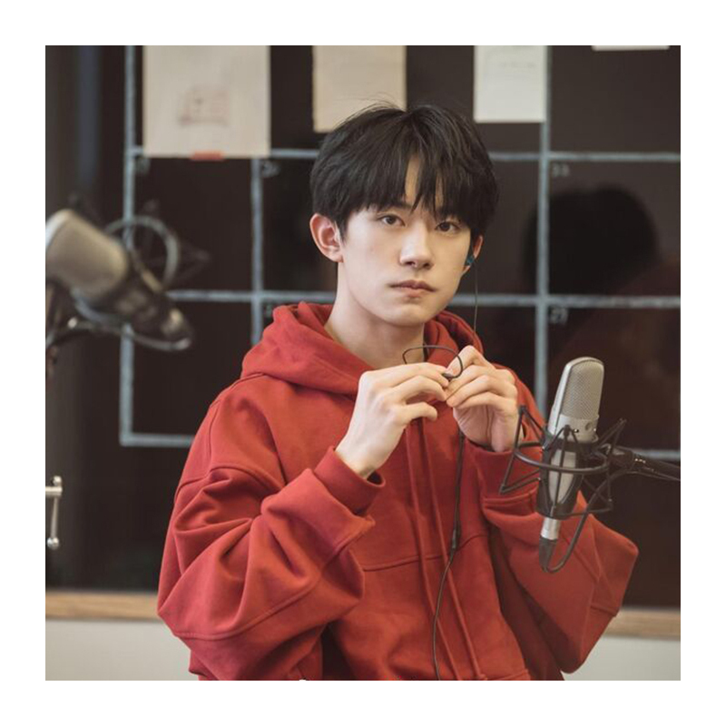 suntek朋友请听好易烊千玺同款衣服红色宽松oversize连帽卫衣男女外套