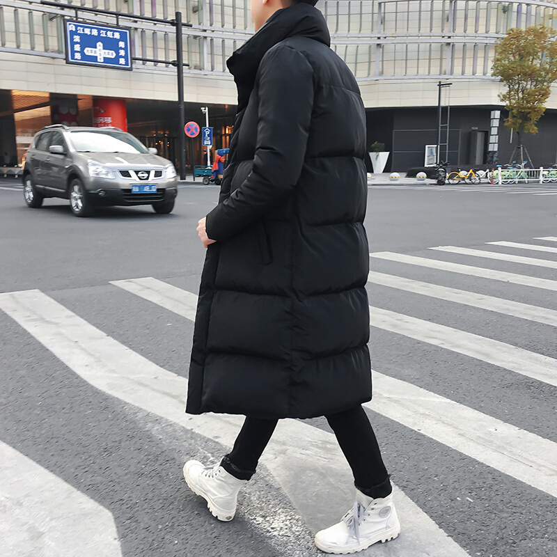 男士中长款加厚冬季大衣韩版潮修身服冬天外套